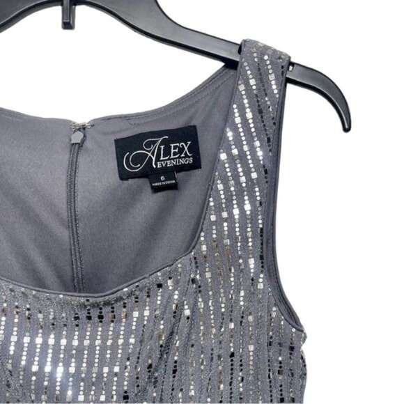 New ALEX EVENING Metallic Square Neckline Midi Dress 6 - Picture 6 of 9